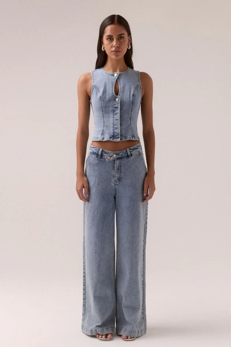 etch denim bodice