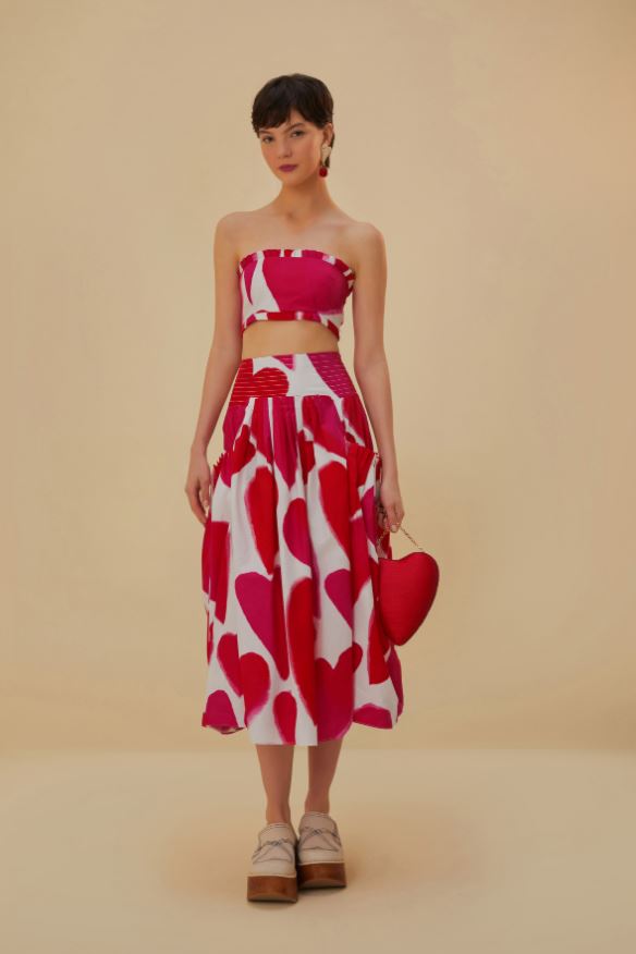 Off-White Painted Hearts Midi Skirt