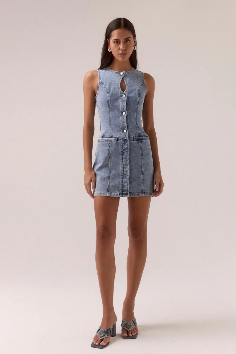 etch denim mini dress