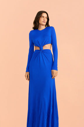 Blue Knot Cut Out Maxi Dress