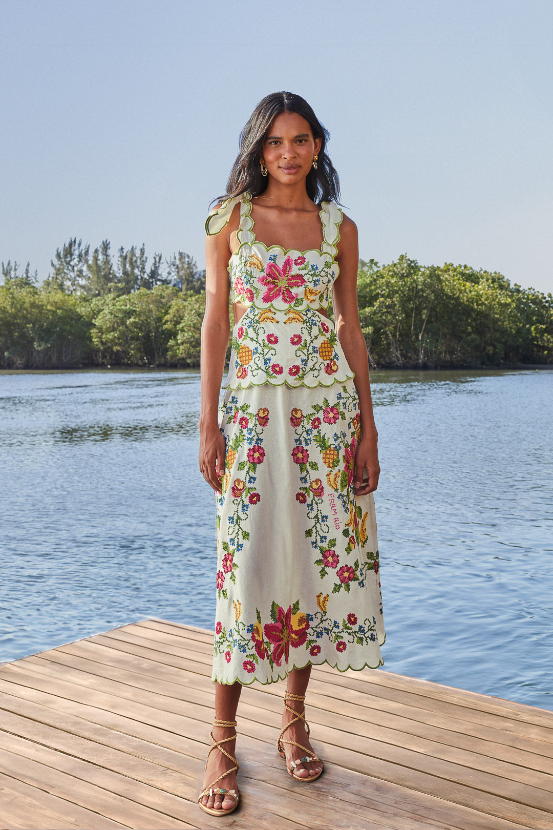 Tropical Romance Off-White Maxi Dress