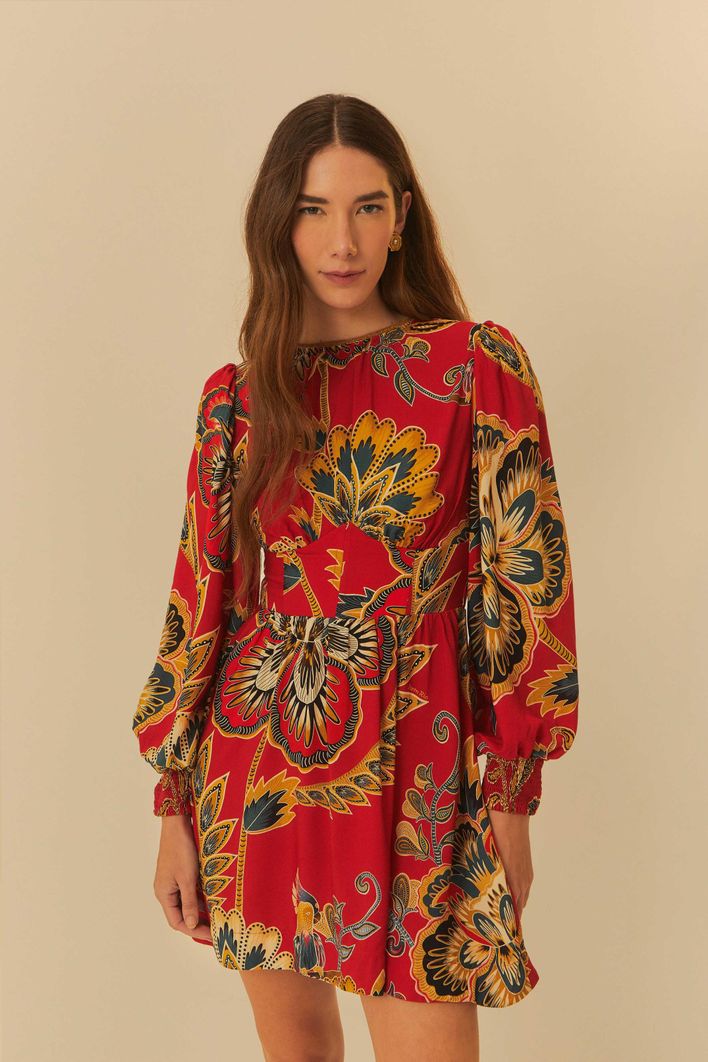 Vestido Curto Kimono Floral Pequim