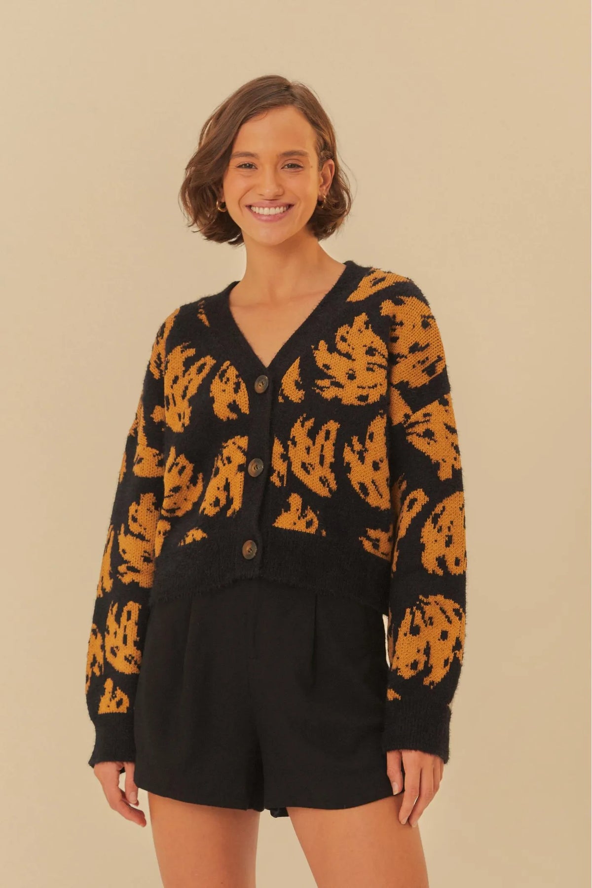 Cardigan Curto Tricot Tigres Copacabana