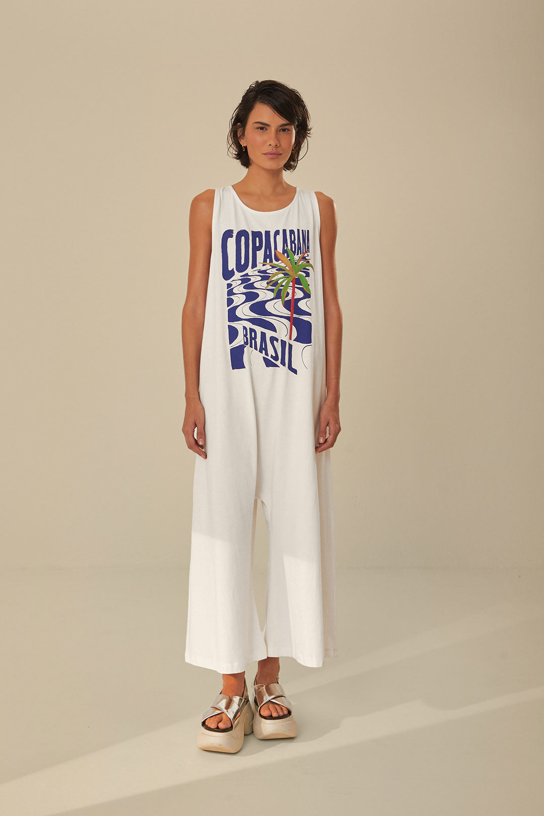 Copacabana Off White Jersey Jumpsuit