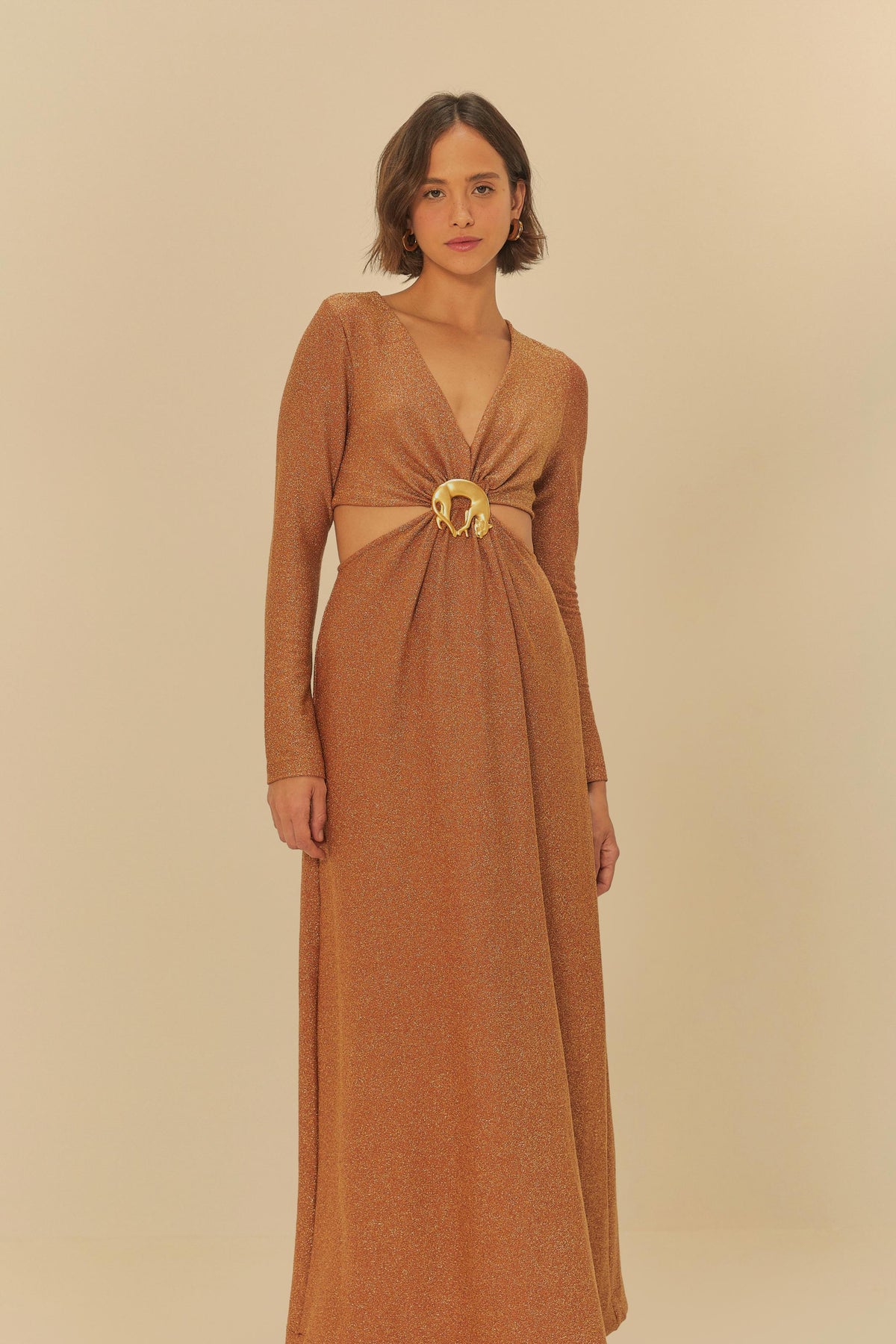Vestido Cropped Fivela Lurex