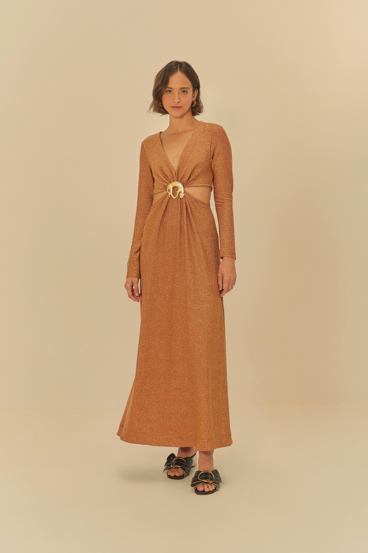 Vestido Cropped Fivela Lurex