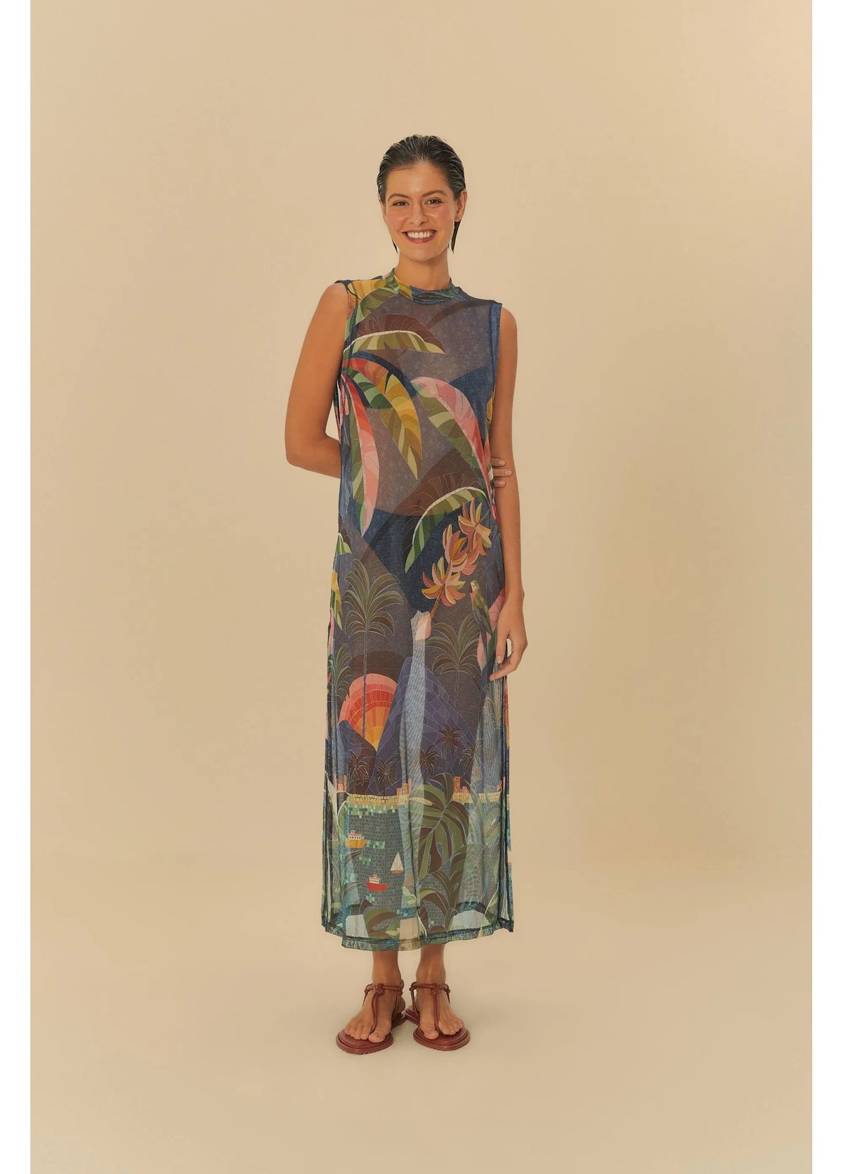 Vestido Midi Tule Rio de Mosaico