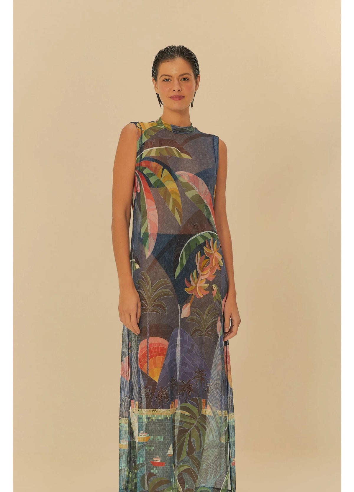 Vestido Midi Tule Rio de Mosaico