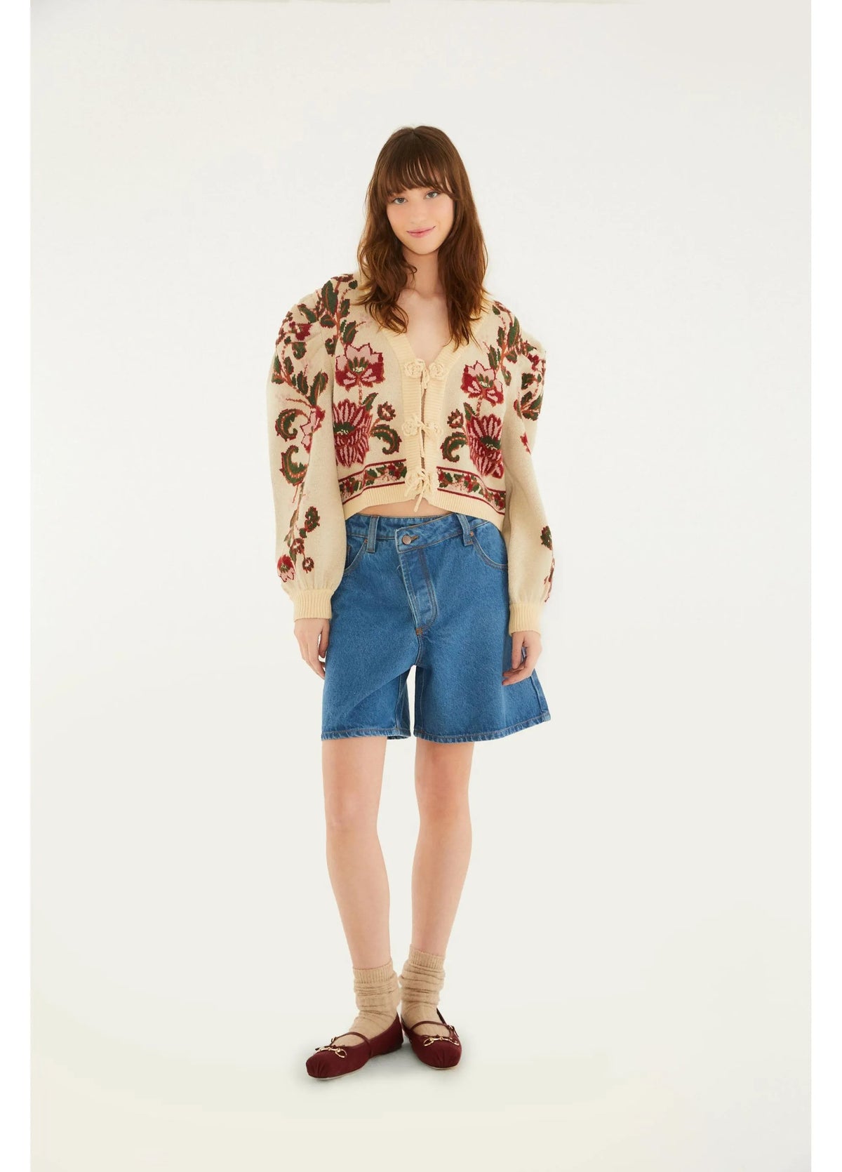 Cardigan Curto Tricot Romance de Flor