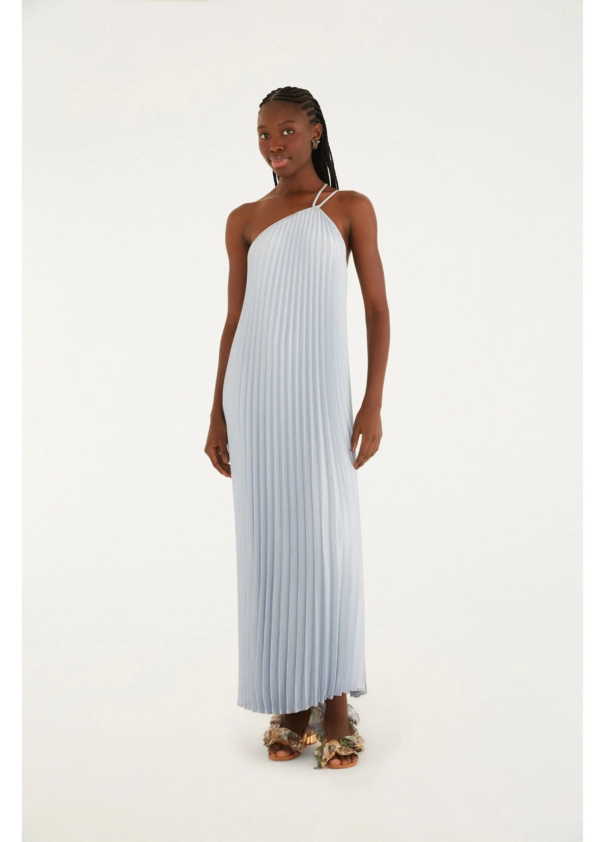 Vestido Plissado Longo