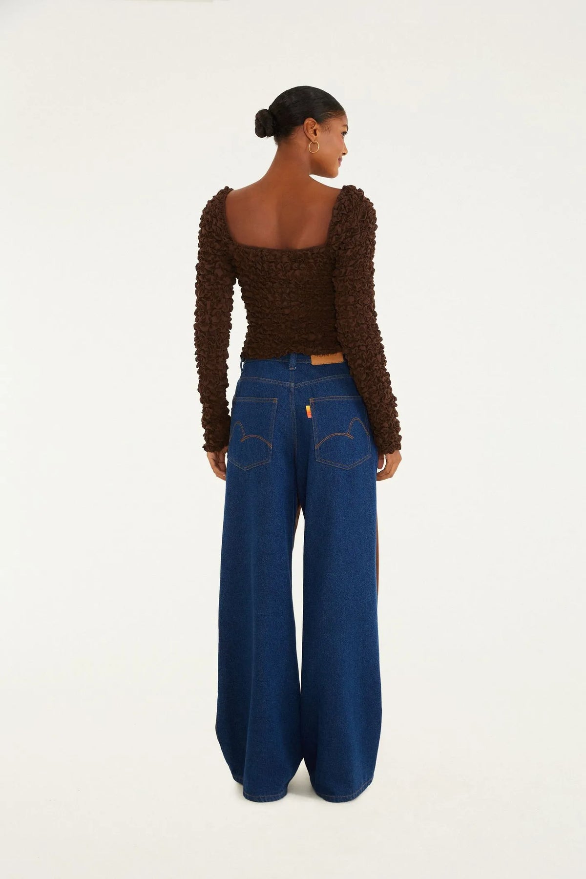 Calça Jeans Bicolor Cós Ajustável Aleta