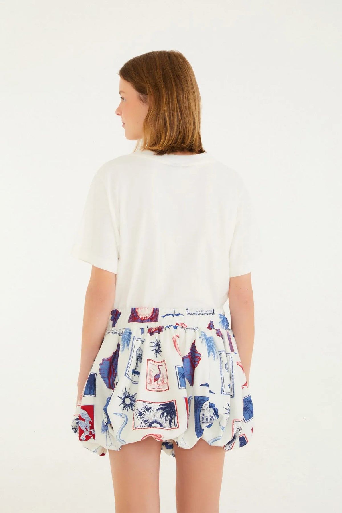 SAIA CURTA BALONE MOLETOM TROPICAL VINTA