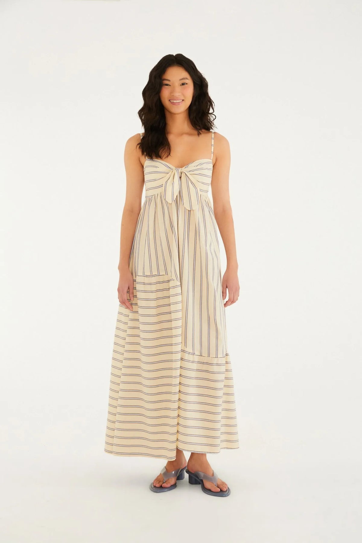 VESTIDO LONGO SEM ALCA LISTRA ALEXIA