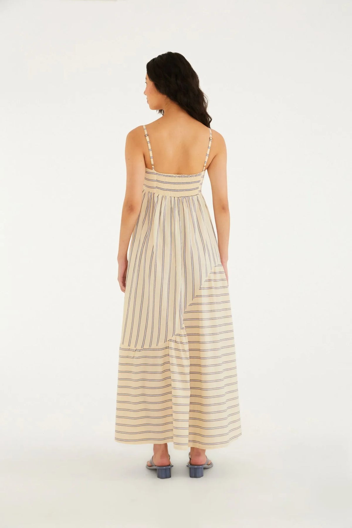 VESTIDO LONGO SEM ALCA LISTRA ALEXIA