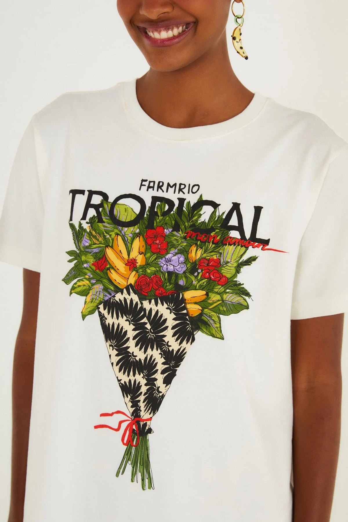 TSHIRT FIT BOUQUET TROPICAL OFF WHITE