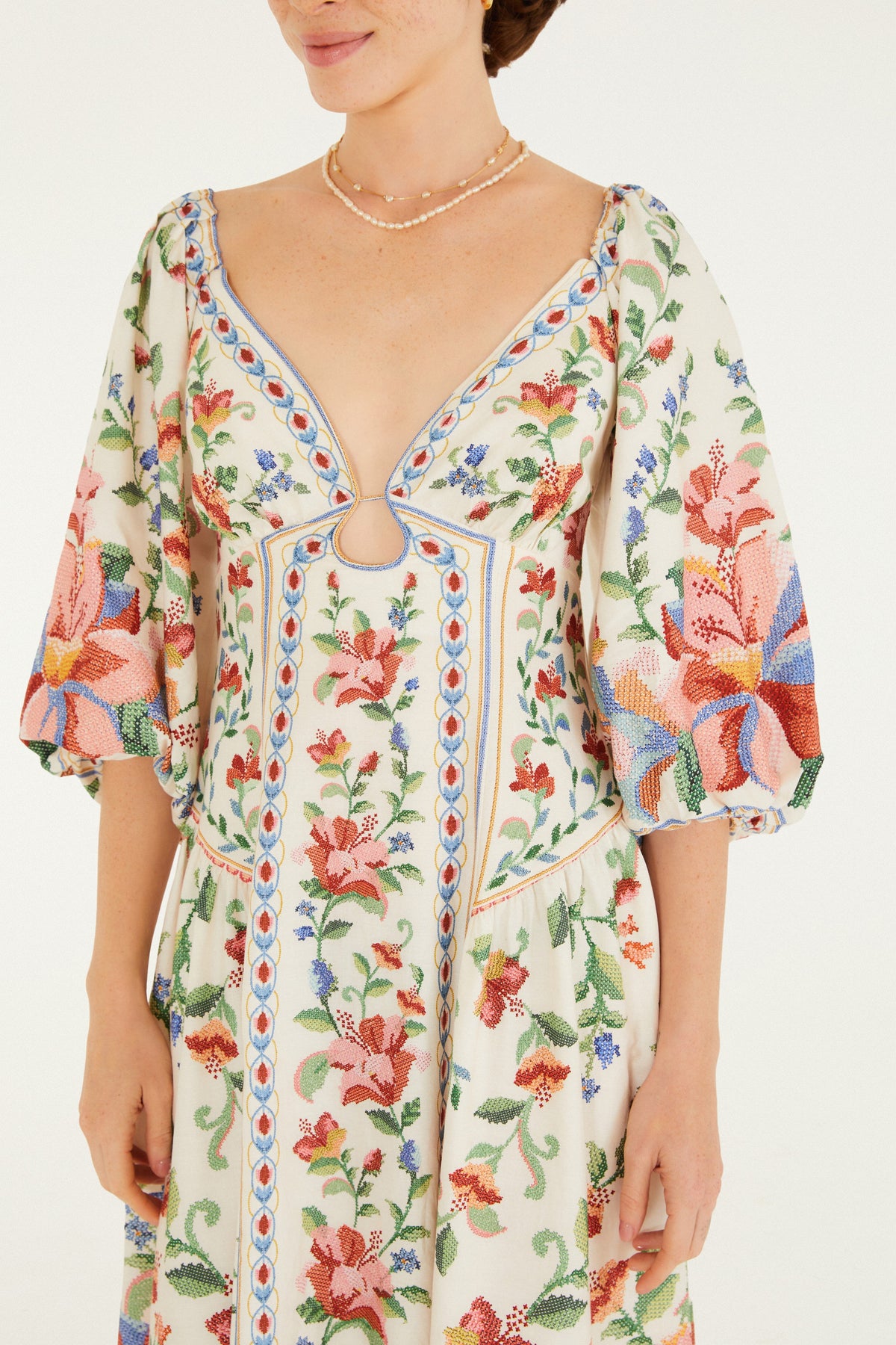 Vestido Maxi Manga Larga Estampado Brisa Serena