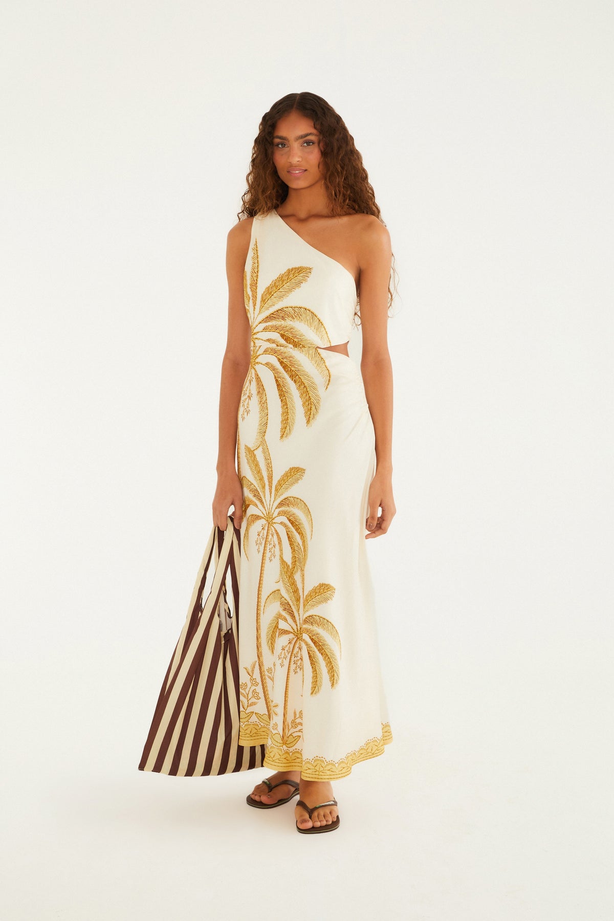 VESTIDO MAXI ONE SHOULDER PAISAJE TROPICAL