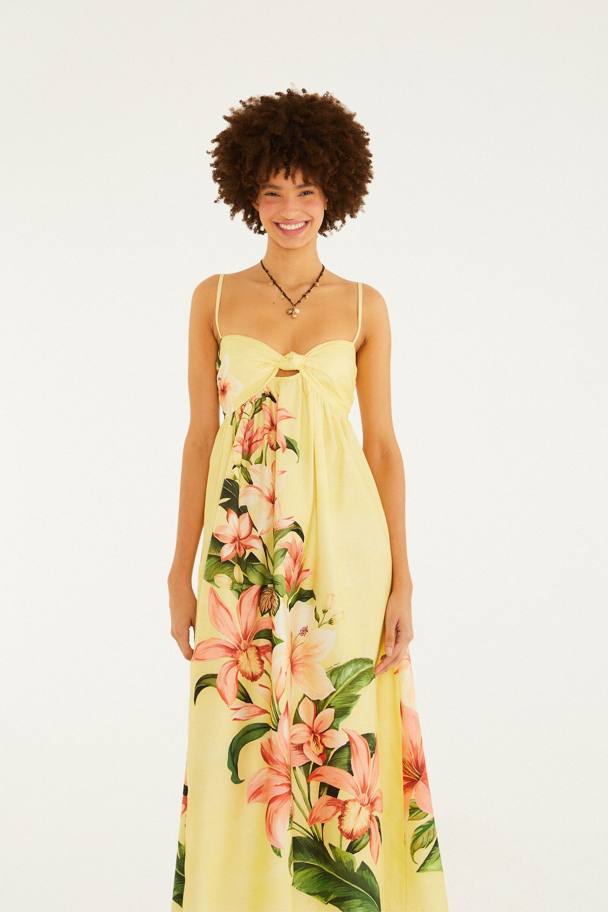 Vestido Largo Alcinhas Estampado Floribel