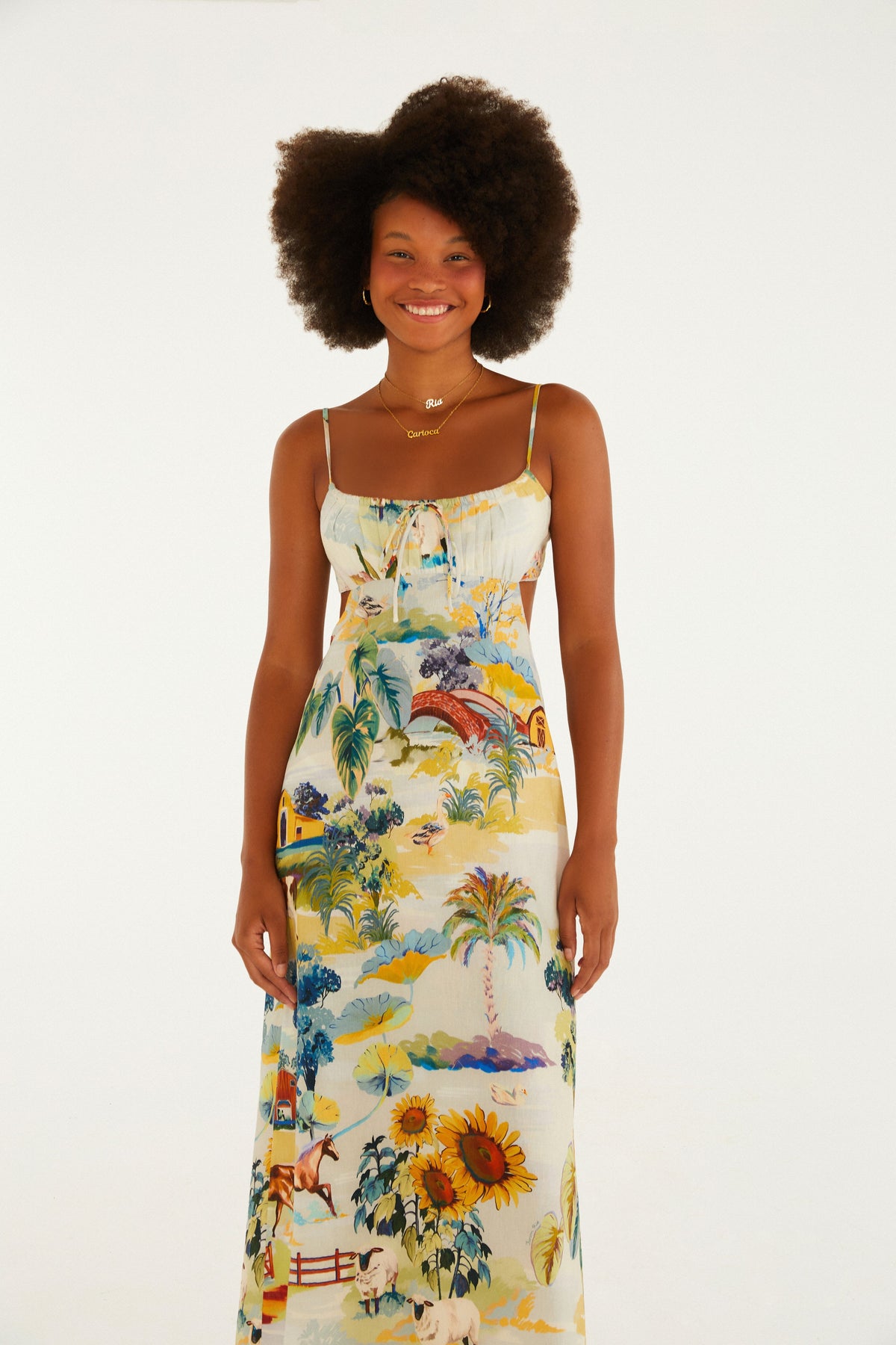 Vestido Midi Estampado Fazenda