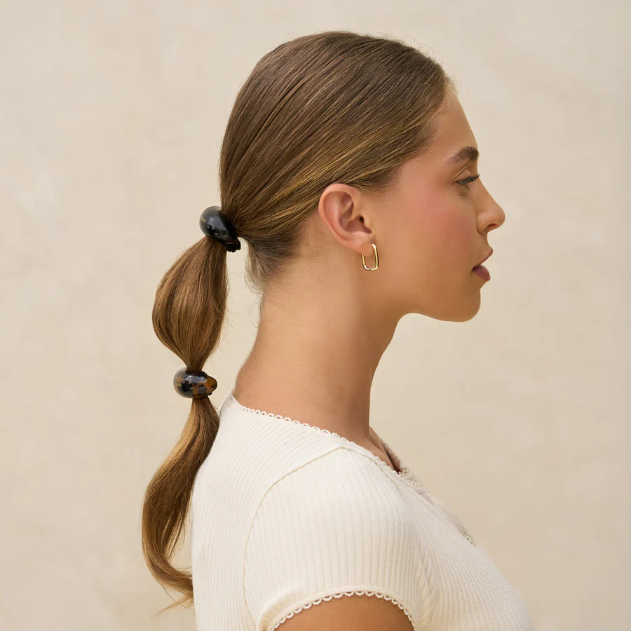 Recycled Plastic Medium Cloud Cuffs 2pc Set - Black & Tort