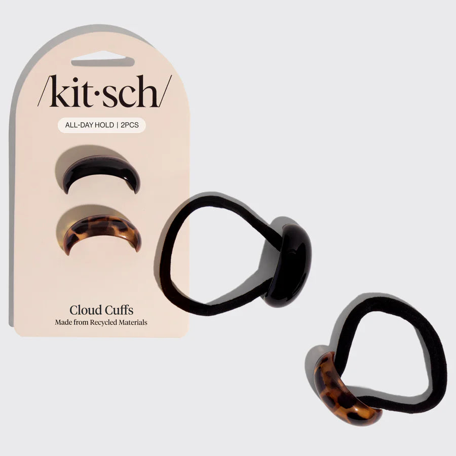 Recycled Plastic Small Cloud Cuffs 2pc Set - Black & Tort