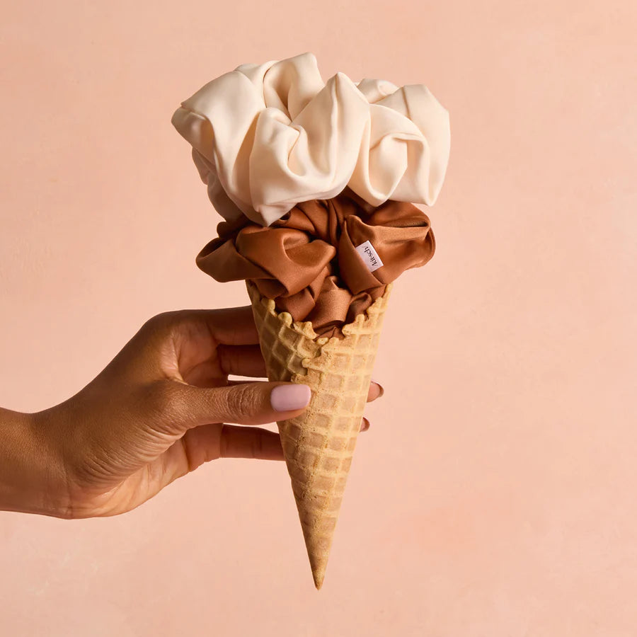 Recycled Fabric Oversized Scrunchies 2pc Set - Cream & Came