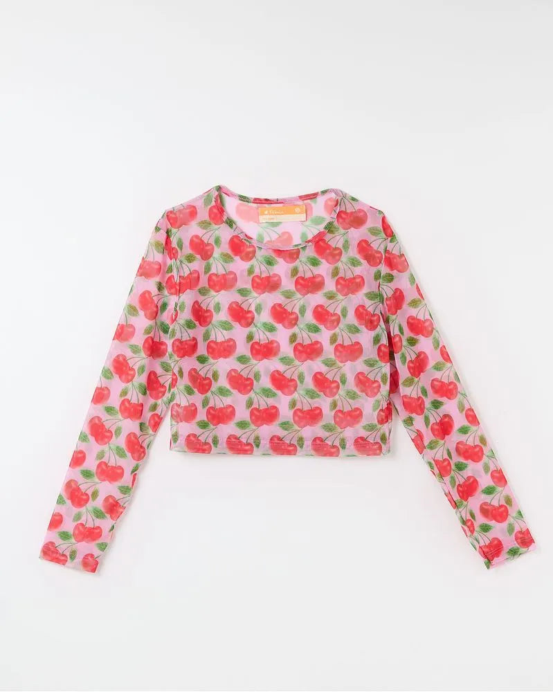 Blusa De Tule Cereja Doce Maxi Ml