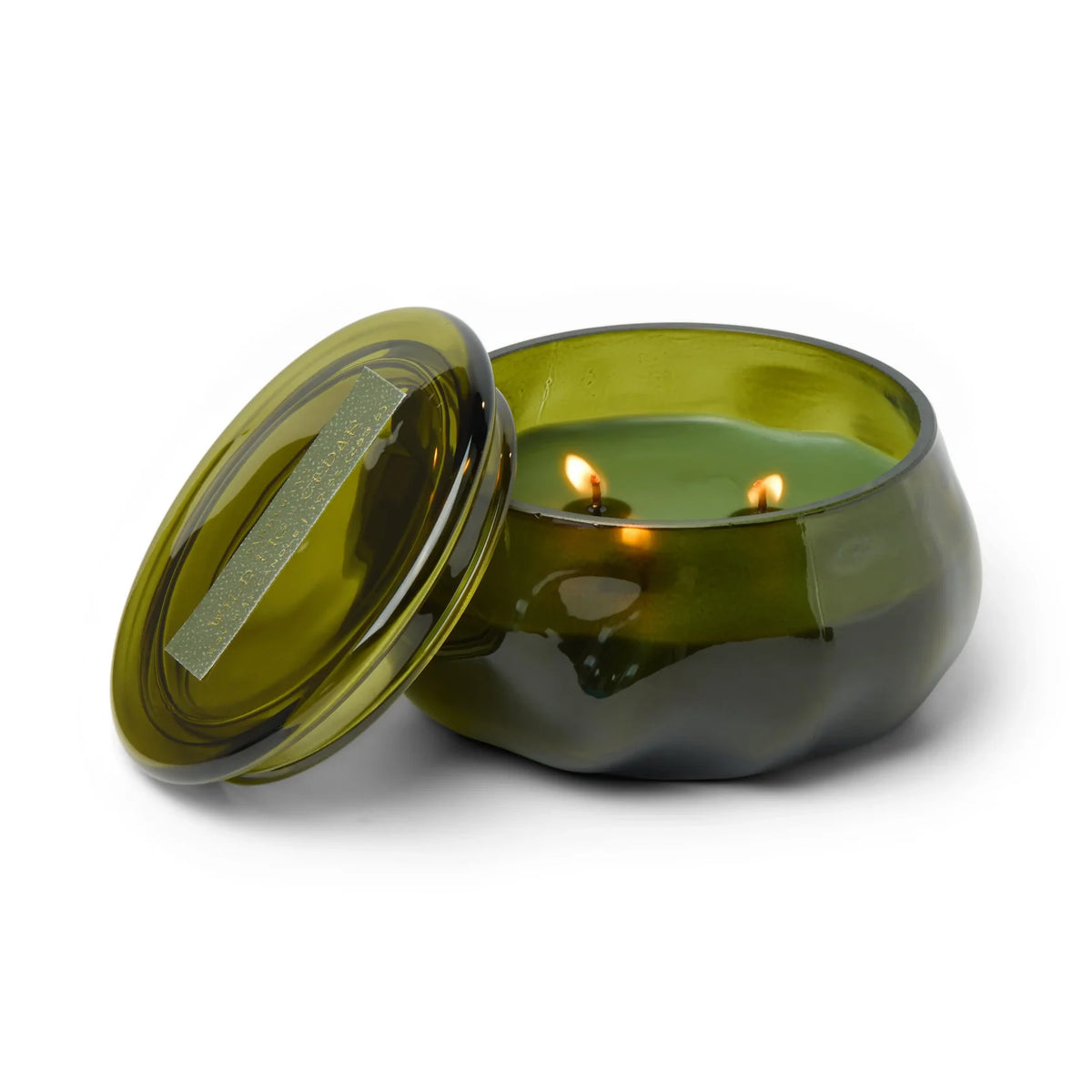 Basalt Green 10 Oz Organic Shaped Tinted Glass with Lid