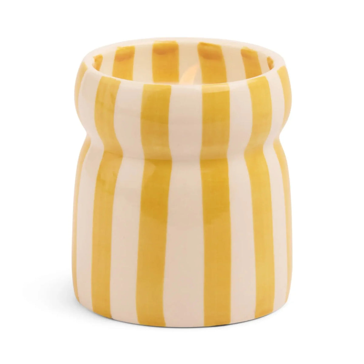 6.5 Oz Cabana Ochre Striped Hand Painted Ceramic with Dustcover - Gold Coast