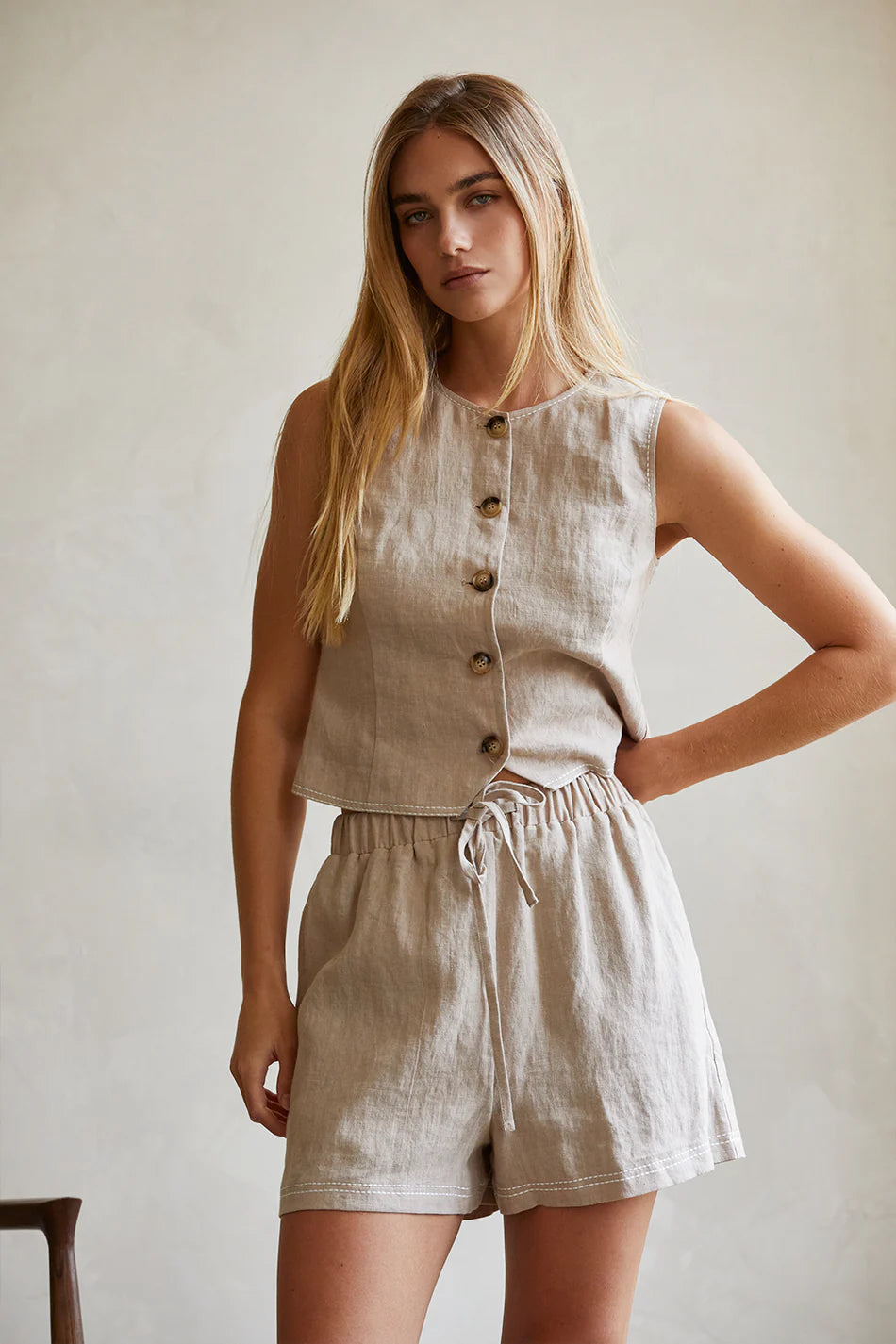 Gemma Contrast Linen Vest