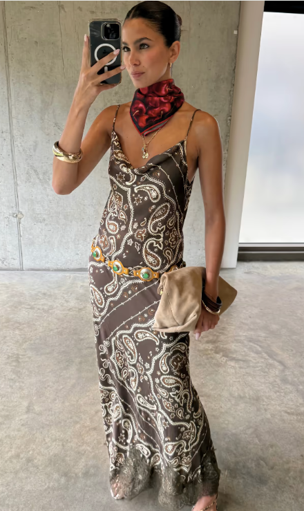 Brown Bandana Patti Dress