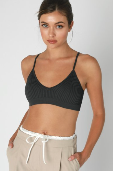 Ribbed V-Neck Bralette