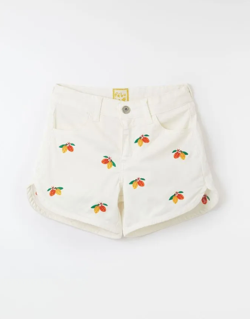 Short Sarja Bordado Cacau