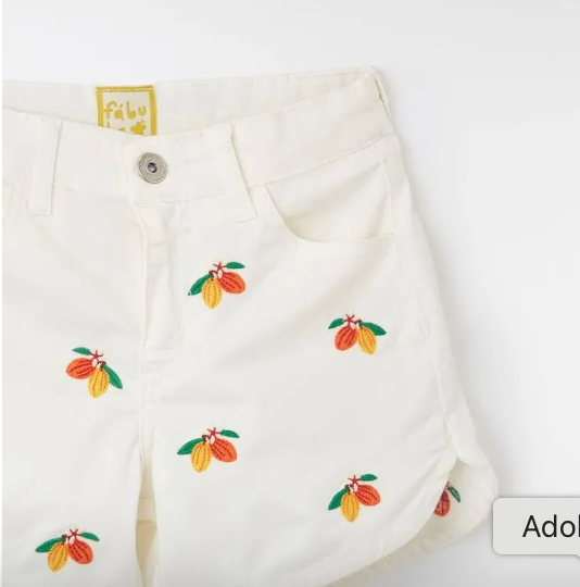Short Sarja Bordado Cacau