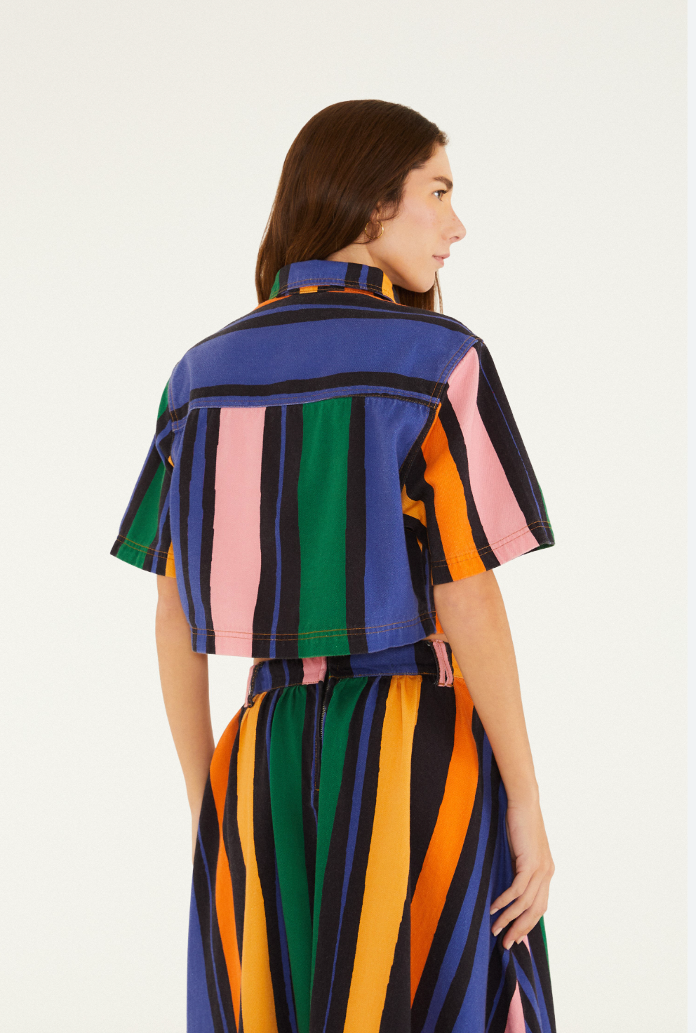 Camisa Sarja Cropped Listra Fantasia