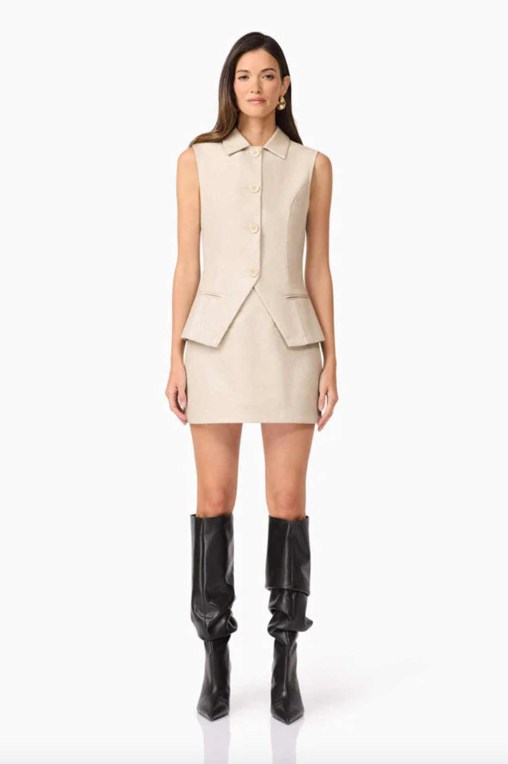 MALIA LEATHER VEST AND MINI SKIRT SET