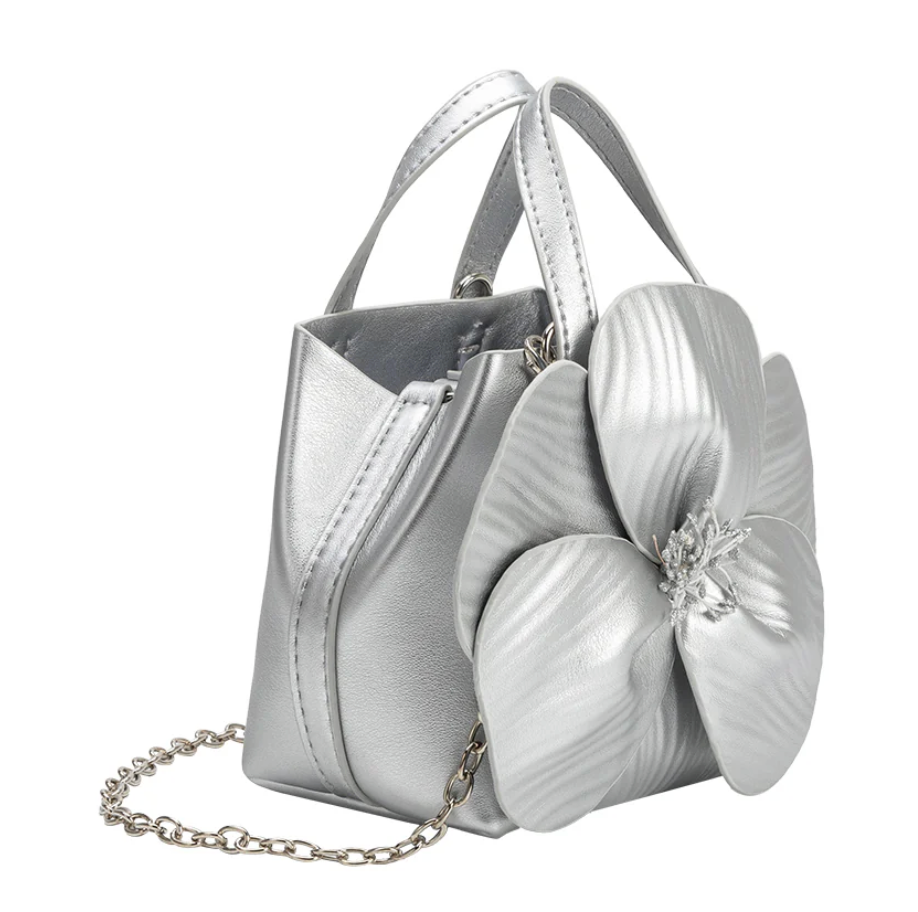 Monroe Silver Flower Top Handle Bag