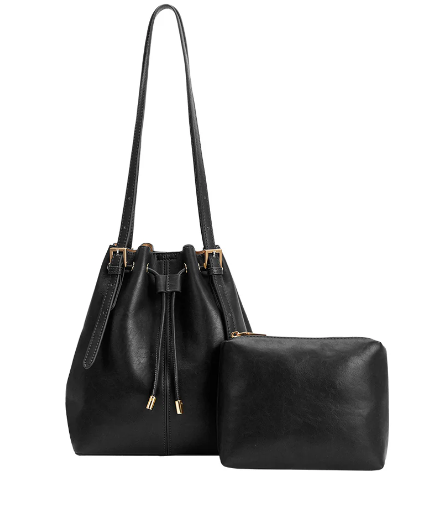 Sally Black Recycled Vegan Shoulder Bag