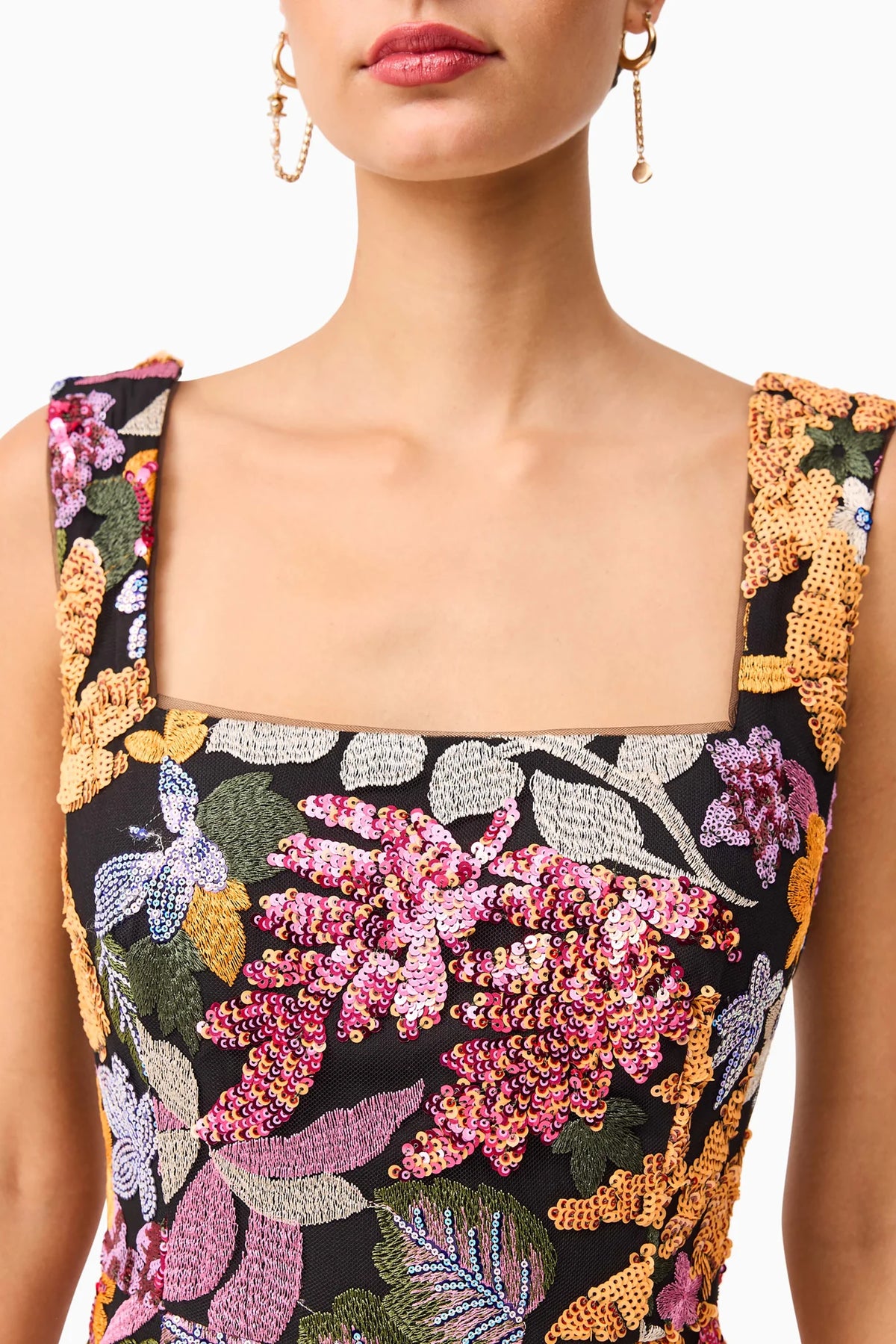 Kiran Party Mini Dress in Orange Floral