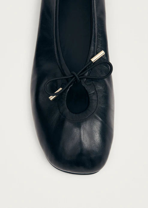 Rosalind Black Leather Ballet Flats