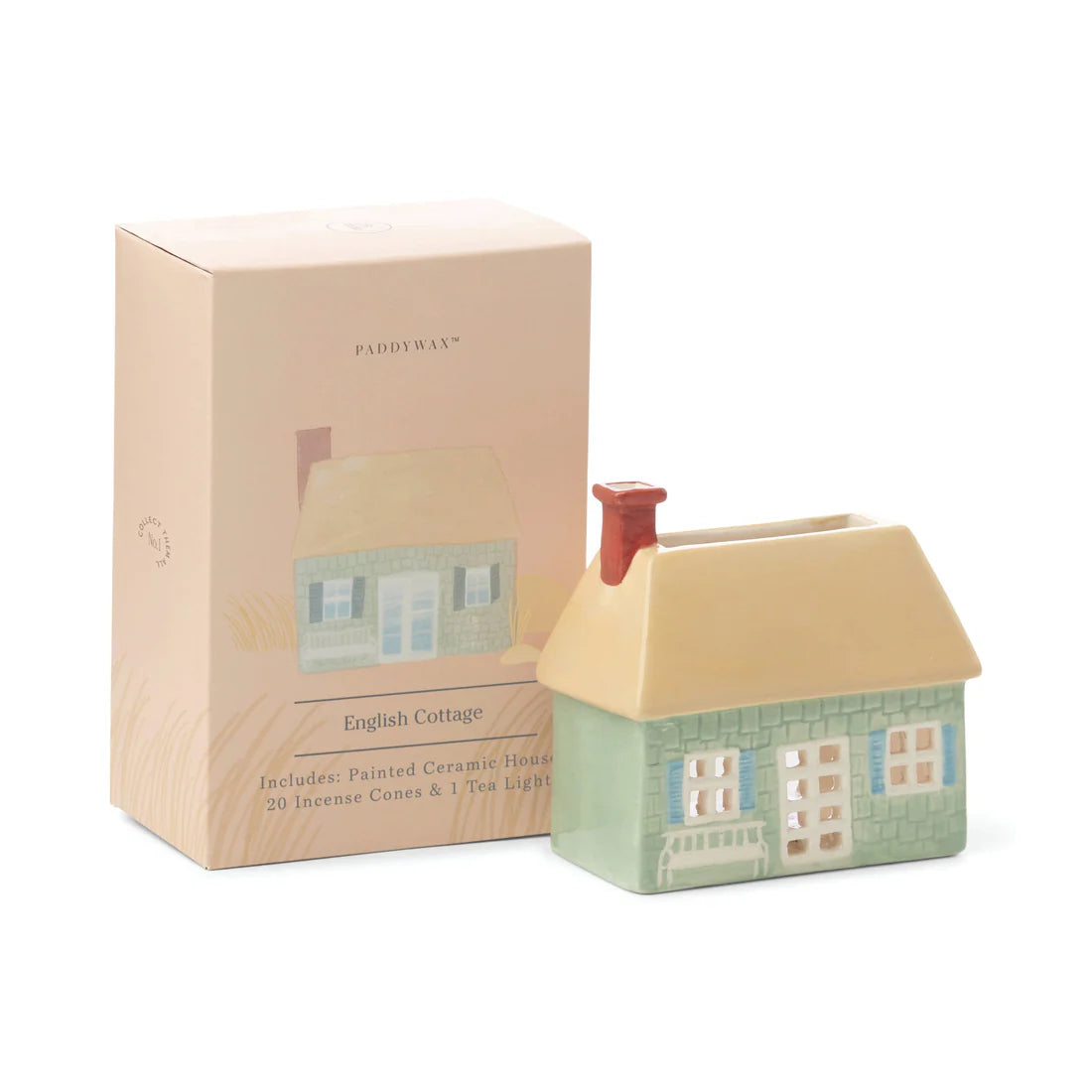 English Cottage Style Incense &amp; Tea Light Holder Ceramic House