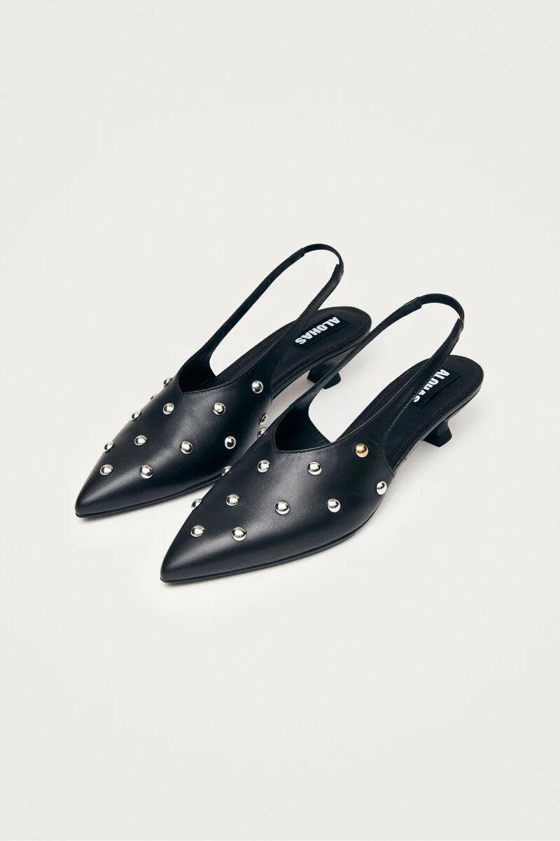 Eros Studs Black Leather Pumps