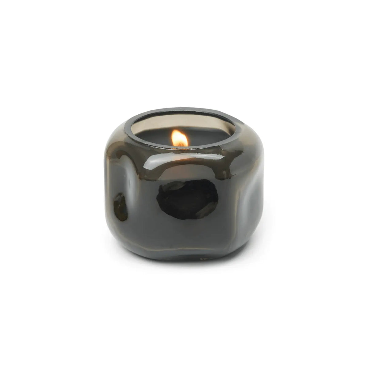 Basalt Black 5 Oz Organic Shaped Tinted Glass With Dustcover