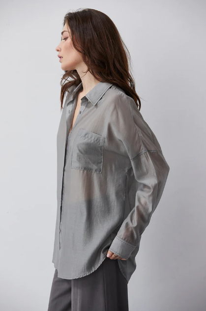 Lillian Oversized Sheer Button Up Shirt