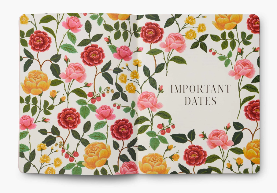 2025 Roses 12-Month Appointment Notebook