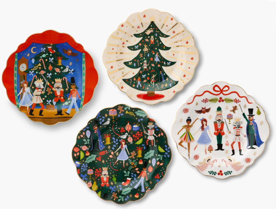 Nutcracker Porcelain Dessert Plate Set