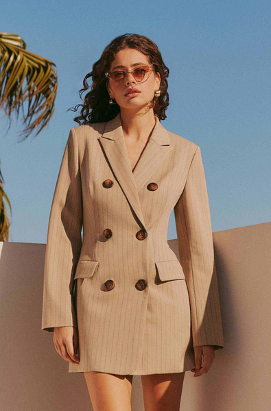 CURAAE Zara Blazer Dress in Beige XS / Beige