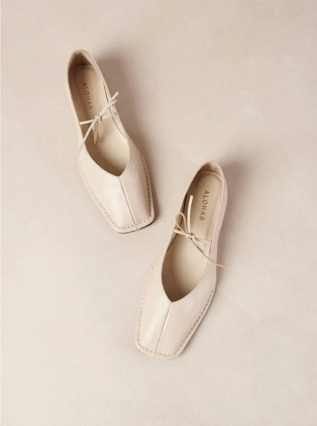 Sway Cream Leather Ballet Flats