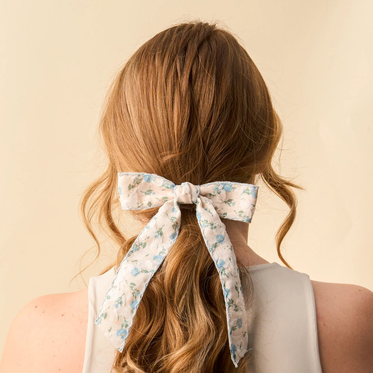 Floral Flair Hair Bow - Blue