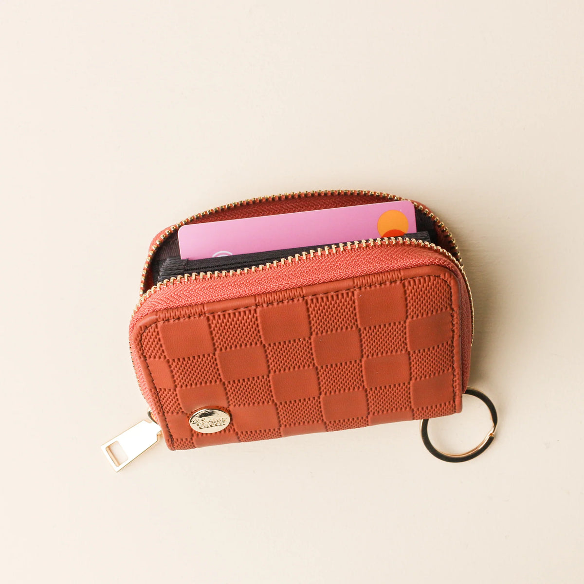 Zip Around Wallet - Check Cognac